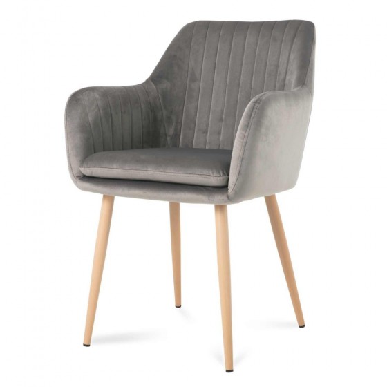 FAUTEUIL ROMA EN VELOURS GRIS